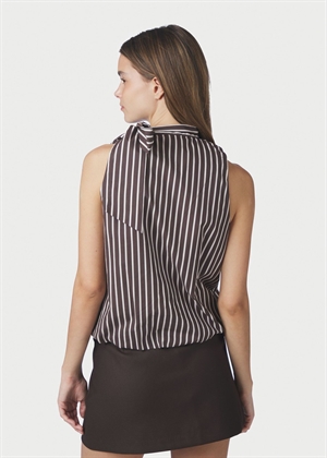 Veda wide stripe top Dark Brown Neo Noir